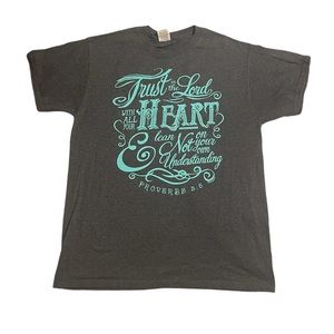 Two Medium Dark Gray Christian Bible Verse T-Shirts